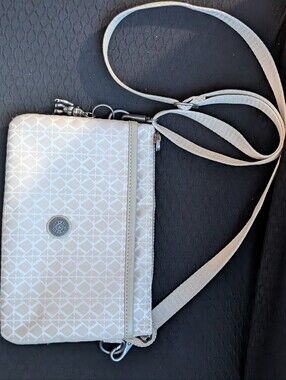 Kipling Light Beige Crossbody Bag with Geometric Print
